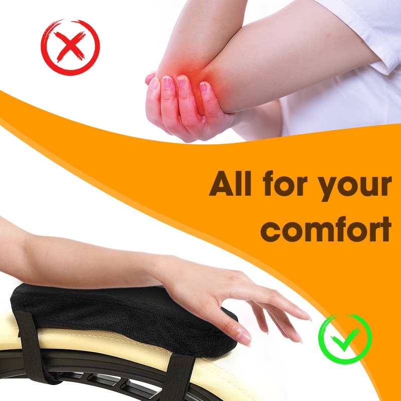 1 Gối Đệm Khuỷu Tay Bằng Cao Su Non Màu Đen Thoải Mái Cho Ghế Văn Phòng/Nhà Ở
