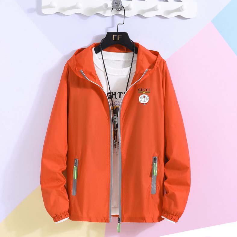 GUCCI Áo khoác gió chống tia UV cỡ lớn in họa tiết rằn ri phối khóa kéo thời trang cho nam