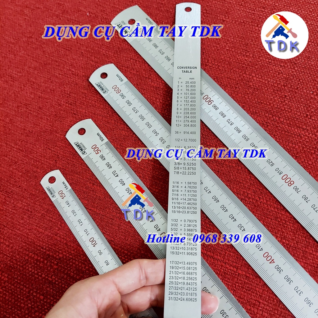 Thước kẻ 15cm 30cm 50cm 60cm C-Mart D0019, thước lá thép không gỉ