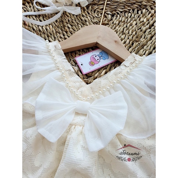 Body ren trắng cánh tiên cổ viền châu cao cấp - Tocxumi