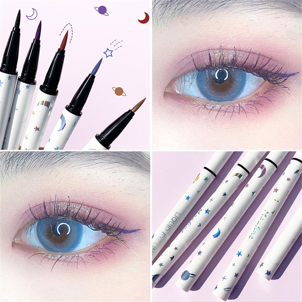 Cod In Stock New Maxfine Star-catching Eyeliner Vibrato Net Celebrity Hot Push Starry Sky Color Makeup Without Makeup Purple Light Brown Cheap Student Gifts