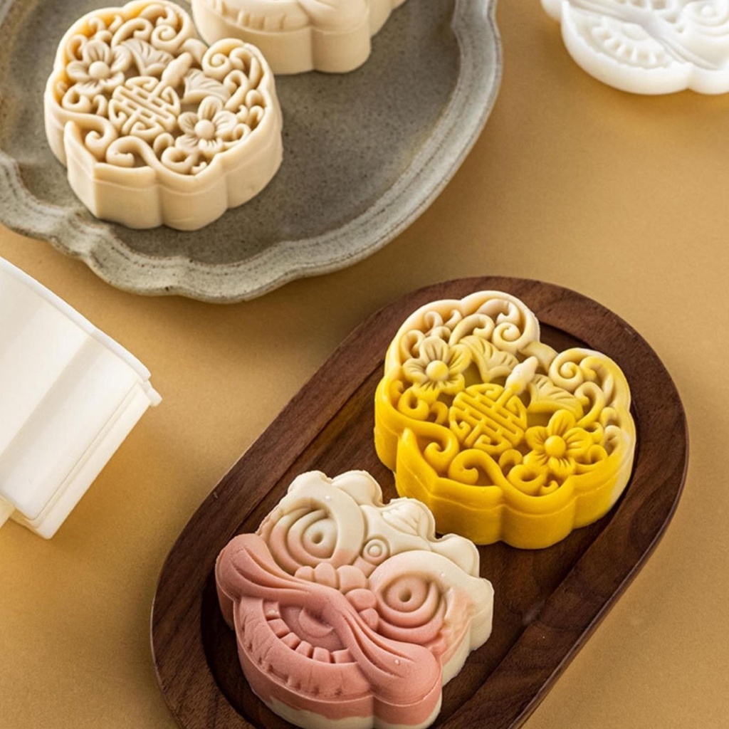 Khuôn bánh trung thu lò xo đầu lân 75g 150gr 1 mặt