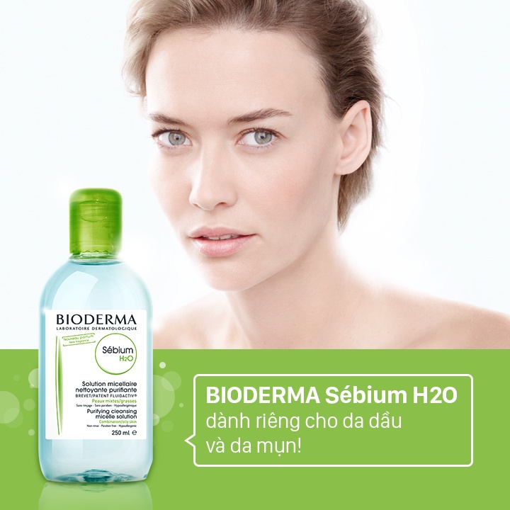 Dung dịch làm sạch và tẩy trang công nghệ Micellar dành cho da hỗn hợp, da dầu Bioderma Sebium H2O 500ml