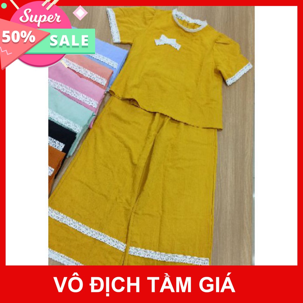<HOT> 😍😍😍Set Đồ Bộ Mặc Nhà Phối Ren - Vải Lụa Tuyết Cao Cấp - Vải Dày Dặn - 8 Màu - Form Quần Ống Rộng Sang Chảnh | BigBuy360 - bigbuy360.vn