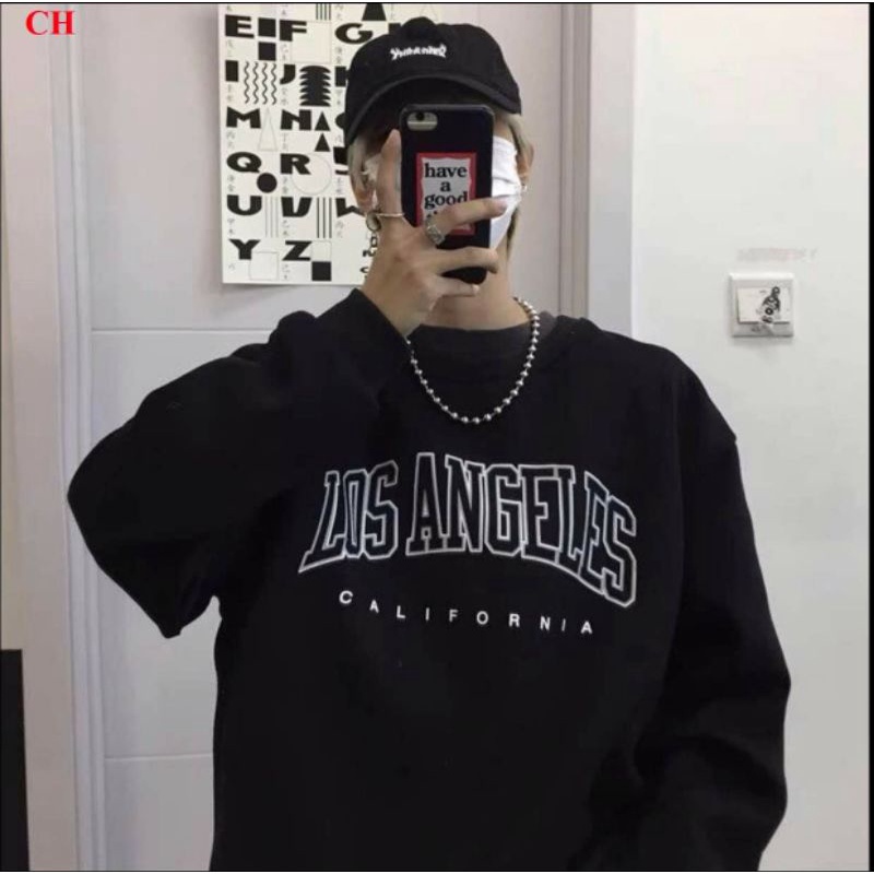 Áo Sweater cổ tròn dài tay bồng Losan thun hoodie form rộng UlzzangChất đẹp Không Bai xù Trend Nỉ Cotton