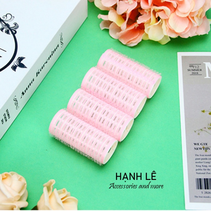 Set 4 Lô cuốn tóc tự dính, lô cuốn tóc mái bay loại to dễ sử dụng và tiện lợi