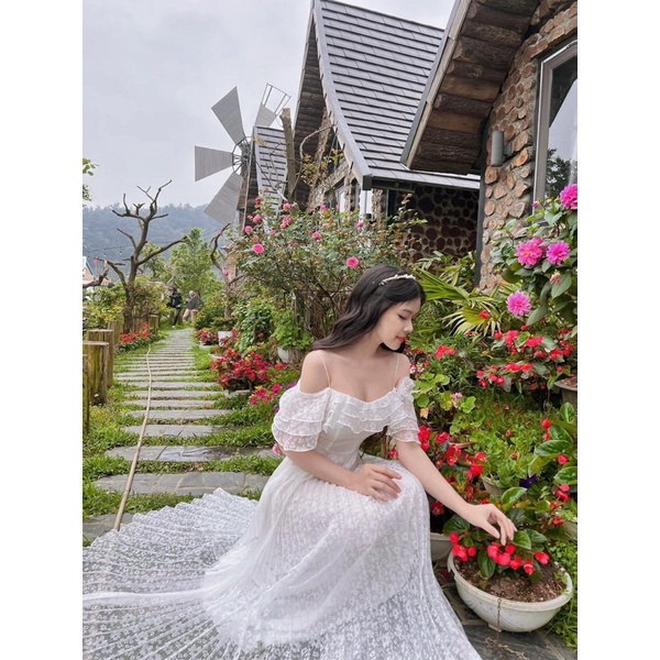 Đầm dư tiệc xếp ly dáng xoè hàng may 2 lớp lót toàn thân | BigBuy360 - bigbuy360.vn