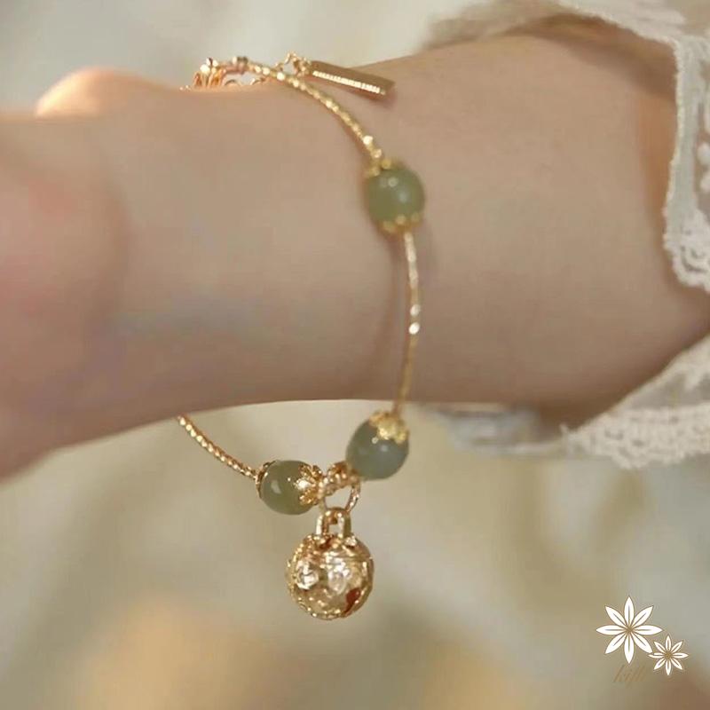 【kifli】Vòng Tay Chuỗi Hạt Mạ Vàng Đính Chuông Hợp Kim Thời Trang Cho Nữ