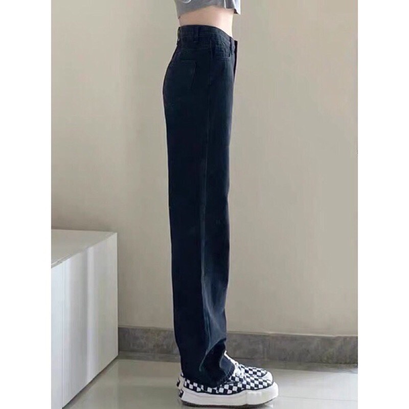 Quần jean bò ống rộng suông xuông nữ jeans cạp cao phong cách Hàn Quốc sành điệu style | BigBuy360 - bigbuy360.vn