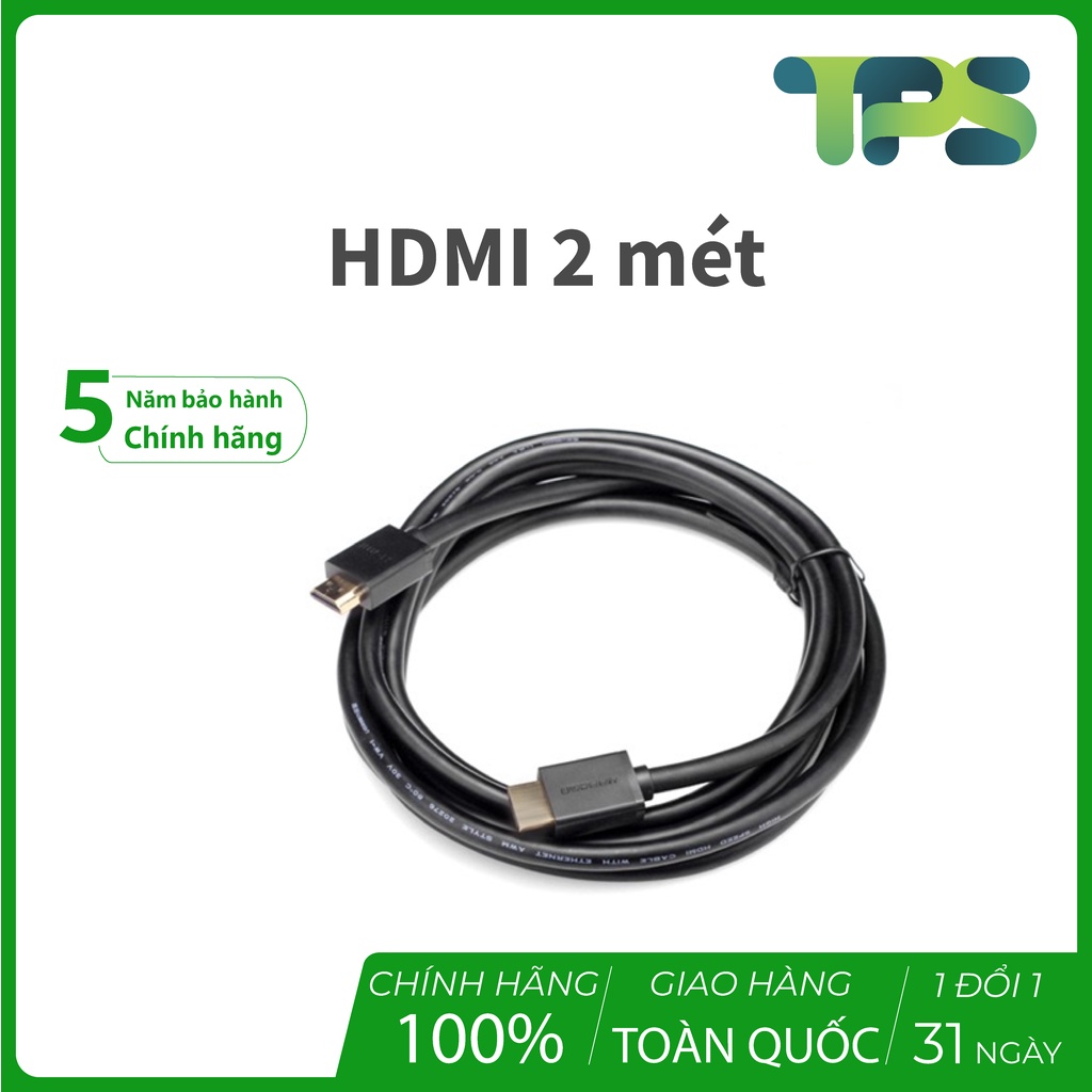Dây truyền hình ảnh, âm thanh, cáp HDMI độ dài 2 mét, chính hãng UGREEN, bảo hành 5 năm