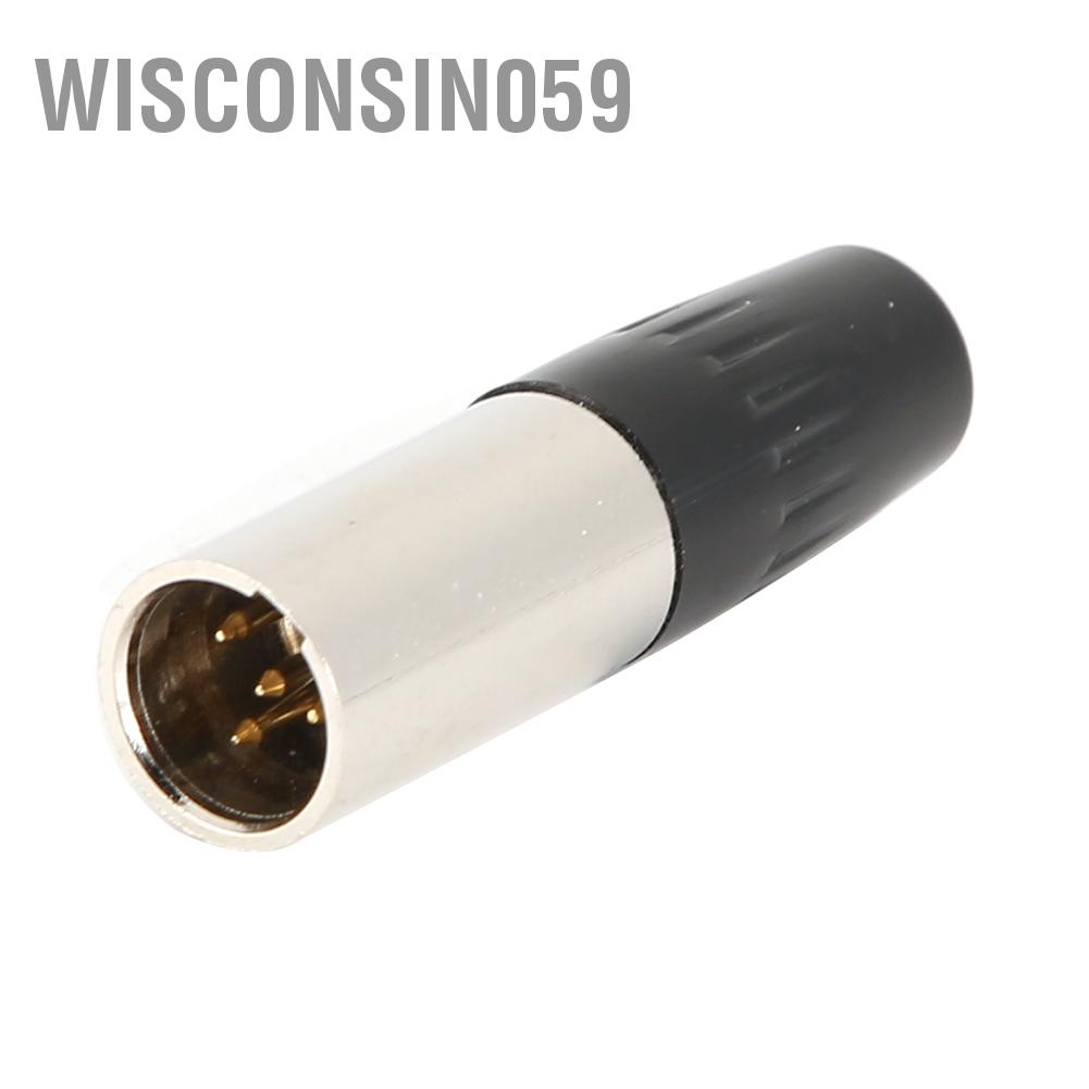 Wisconsin059 5pcs 4Pin XLR Connector Mini Male Microphone Cable Adapter MIC Audio Plug