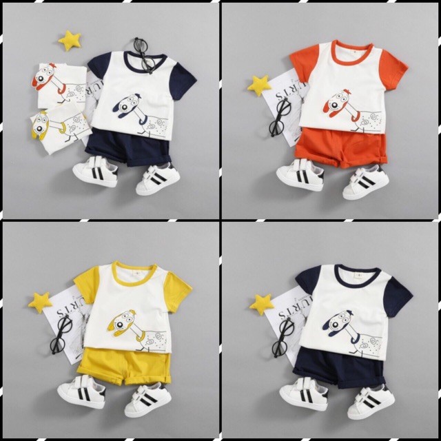 Bộ thun hình Dog ngộ nghĩnh cho bé trai 7_17kg