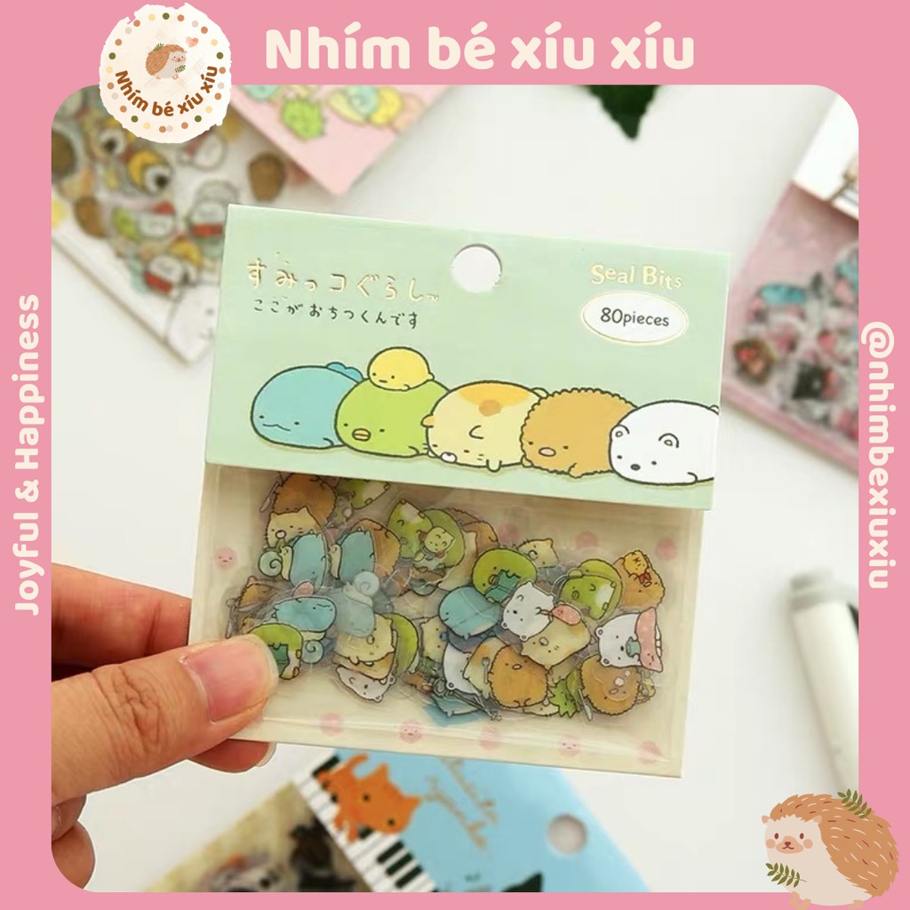 Túi 80 miếng sticker Rilakkuma hình dán trang trí album sổ tay nhật kí VT79