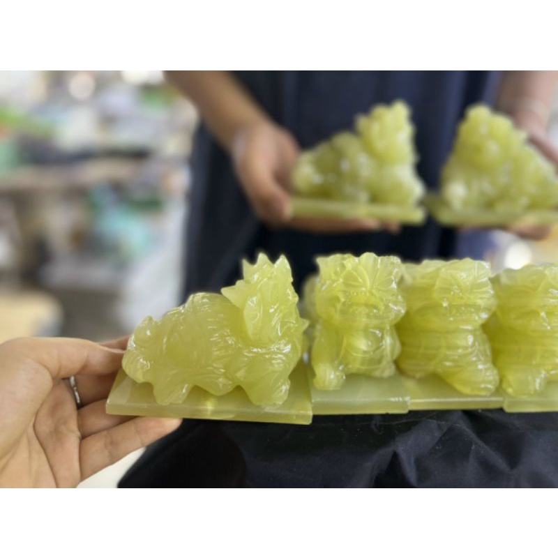 Cặp Tỳ Hưu Phong thủy Đá Ngọc Pakistan 10cm & 12cm & 15cm. Hợp mệnh Mộc, Hỏa