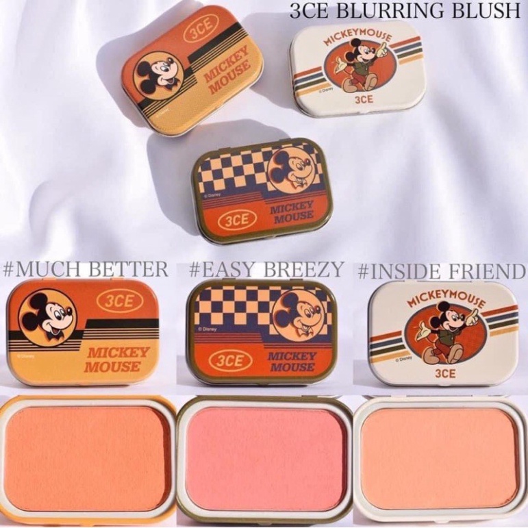 Phấn má hồng Mickey 3.CE x Dis.ney Blurring Blush bám lâu, dạng hộp thiếc nhỏ nhẹ tiện dụng - PHIÊN BẢN GIỚI HẠN