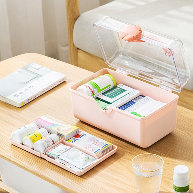 Hộp Đựng Mỹ Phẩm Để Bàn Hai Tầng Bằng Nhựa Sức Chứa Lớn Chống Bụi