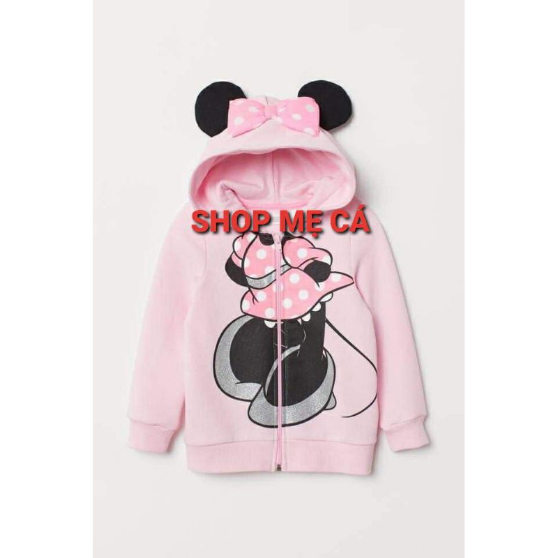 Áo khoác nỉ cho bé gái Minnie hồng - Hàng dư còn đủ mác (size 18m-7y)