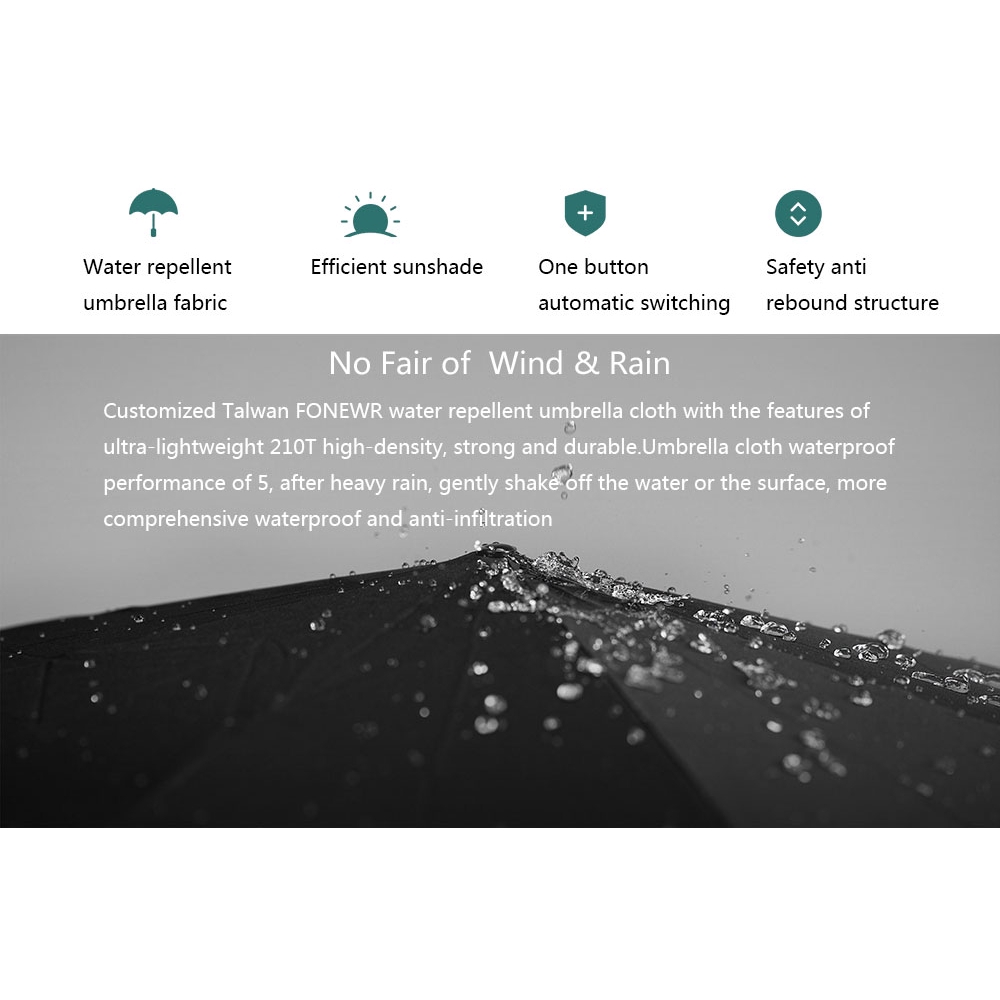 Dù gấp tự động Xiaomi chống mưa/ nắng/ tia UV bằng nhôm tiện dụng cho mùa hè/ đông