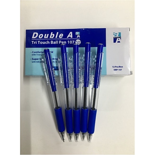 Hộp 12 cây bút bi Double A Tritouch - Thái Lan 0,7mm - Màu xanh