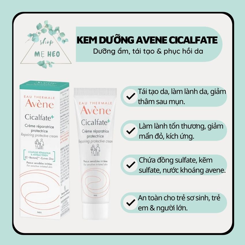 [ĐỦ BILL] Kem Avene Cicalfate, kem dưỡng tái tạo phục hồi da, kem làm lành sẹo và cấp ẩm cho da