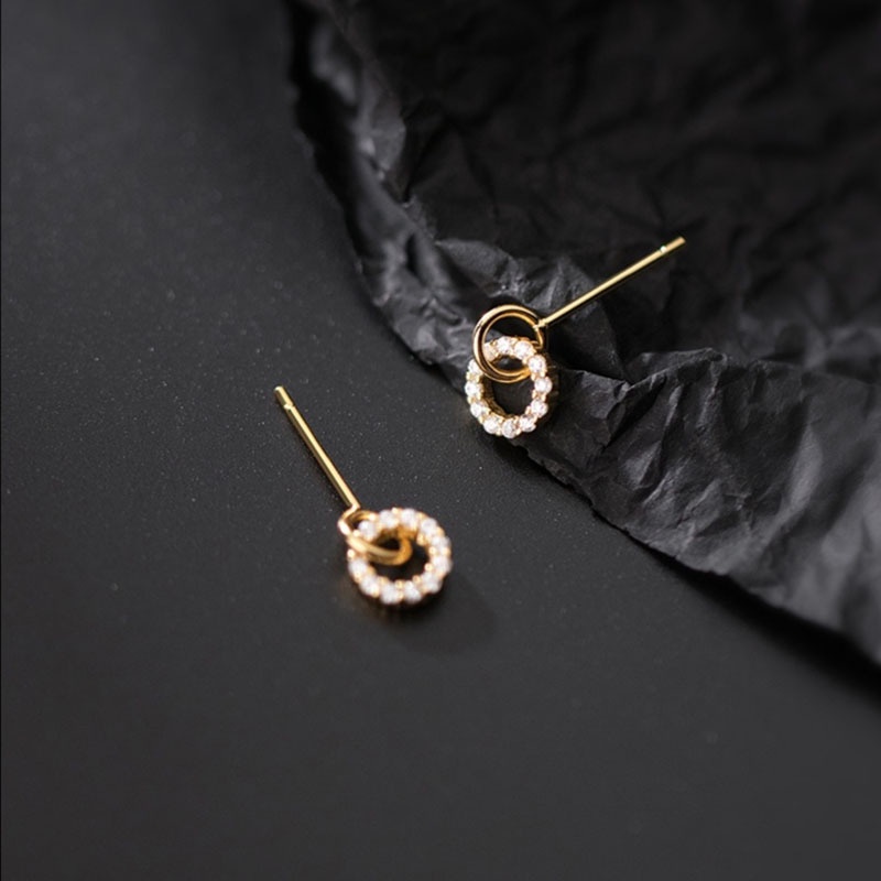 Ahellogirl Đôi Khuyên Tai Tròn Màu Vàng Phong Cách Hàn Quốc Thời Trang Mùa Hè Cho Nữ