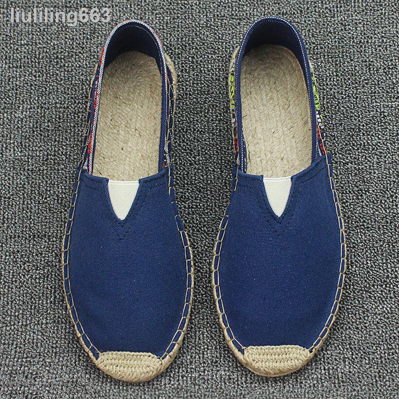 ∏♙Giày Lười Đan Cói Phối Vải Lanh Thoáng Khí Thời Trang Mùa Hè Cho Nam | BigBuy360 - bigbuy360.vn