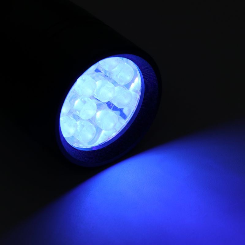 kiss* UV Flashlight 12 LED Light Portable Ultraviolet Lamp Torch Cash Detection Fluorescer Detector Marker Checker Battery Powered Aluminum Alloy Non Slip