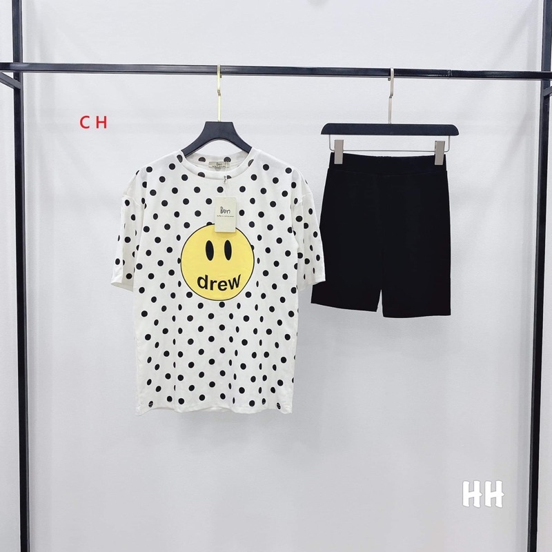 Bộ áo chấm bi mặt cười vàng CH12