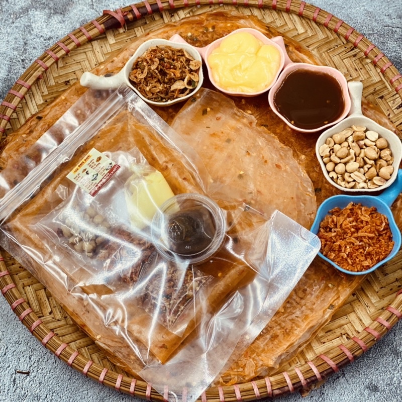 Bánh Tráng Bơ Me ÔNG BỐN - Muối Tôm Hành Phi, Lạc Đỏ, Tép Sấy, Mắm Me, Bơ Trứng