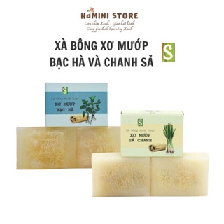 Xà bông sinh dược xơ mướp- sả chanh; xơ mướp - bạc hà tẩy tế bào chết, dưỡng da, sạch khuẩn, thư giãn