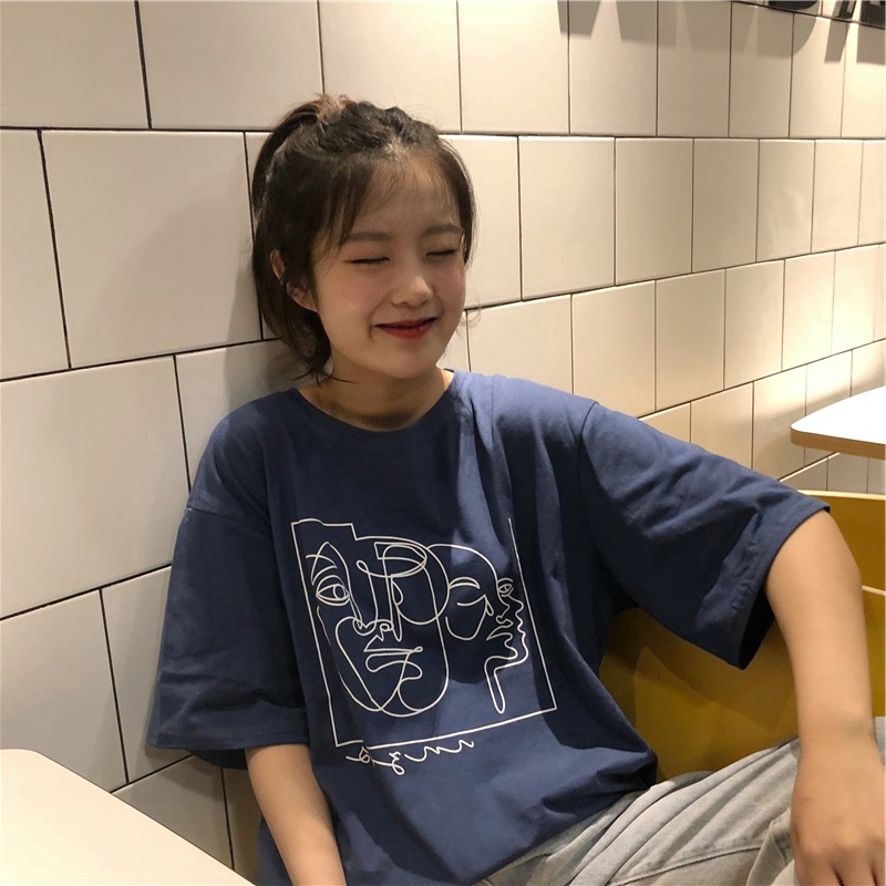 Áo thun SUXI tay ngắn dáng rộng họa tiết trẻ trung phong cách Hàn Quốc thời trang dành cho nữ