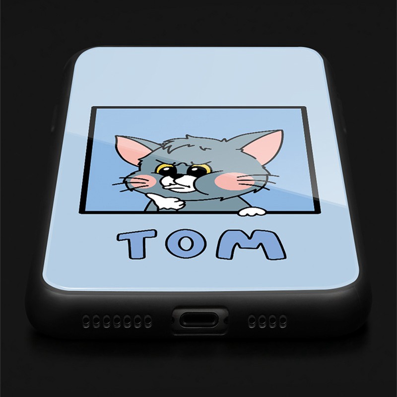 Ốp lưng silicone tráng kính cường lực hình tom /jerry cho Samsung S10 Plus S10e note 10 Pro Samsung s10 Lite Note 8 9