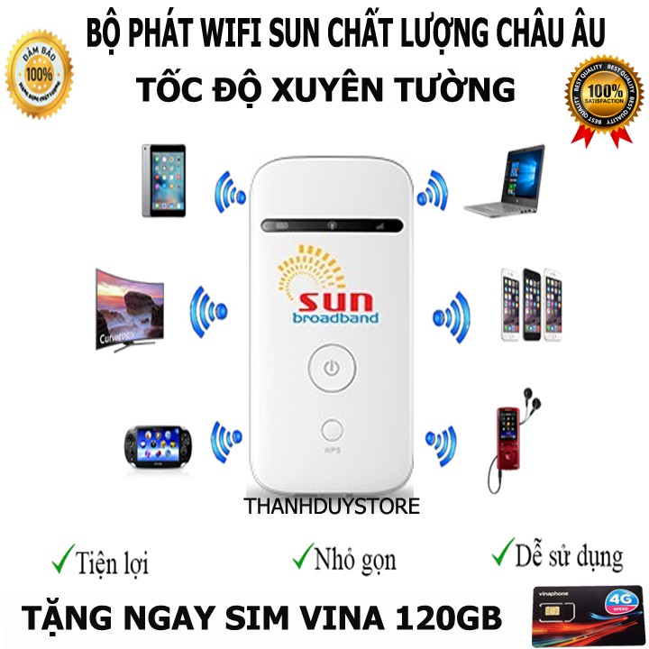 [Chính hãng] Bộ Phát Wifi Từ Sim 3G 4G ZTE MF65, Phiên Bản SUN Mới Nhất 2018 - Tặng Sim VINA 4GB 1 ngày