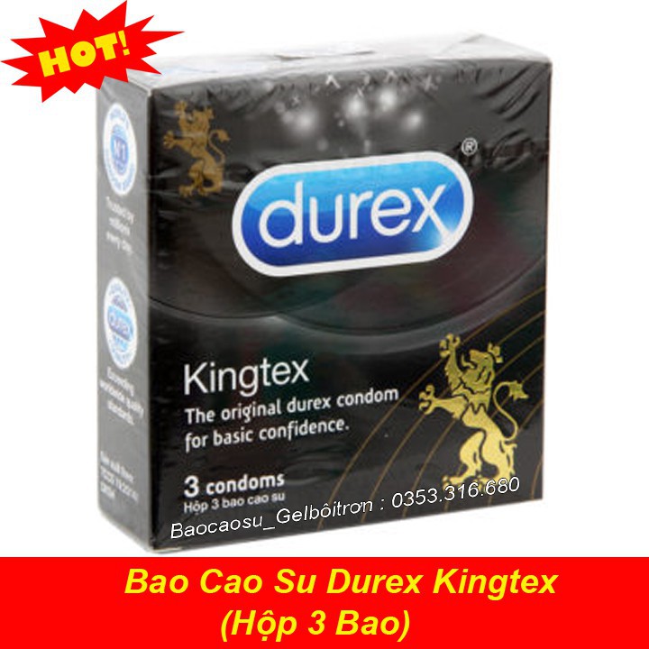 Bao Cao Su Durex Kingtex 3S. Siêu Mỏng (Hộp 3 Bao) - Bao Cao Su Durex Chính Hãng