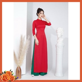 Áo dài truyền thống chất tây thi trơn kèm quần, áo dài may sẵn, áo dài nữ adt2ttt-tđvh