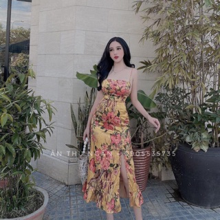 Đầm body 2 dây xẻ đùi đủ các màu như hình