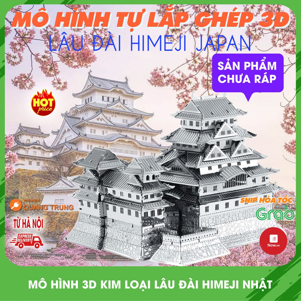 Mô hình tự lắp ghép 3D kim loại, mô phỏng lâu đài Himeji Nhật Bản, mua về tự lắp ghép