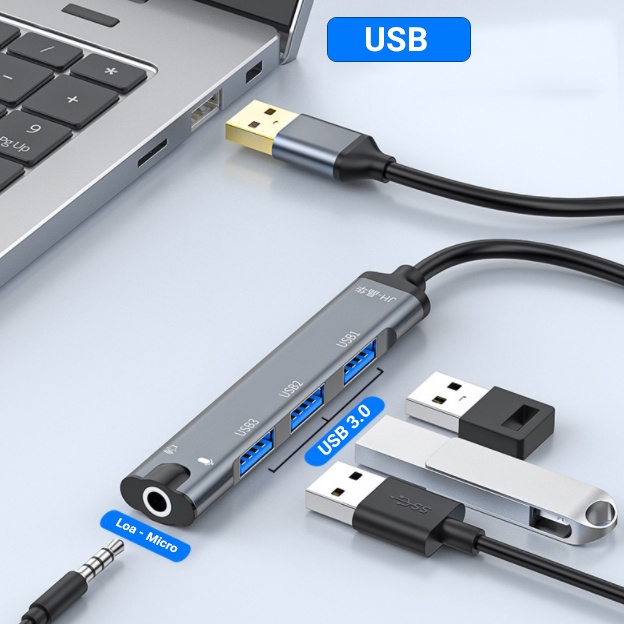 HUB Type c và Hub USB 3.0 hỗ trợ jack 3.5mm cho macbook điện thoại