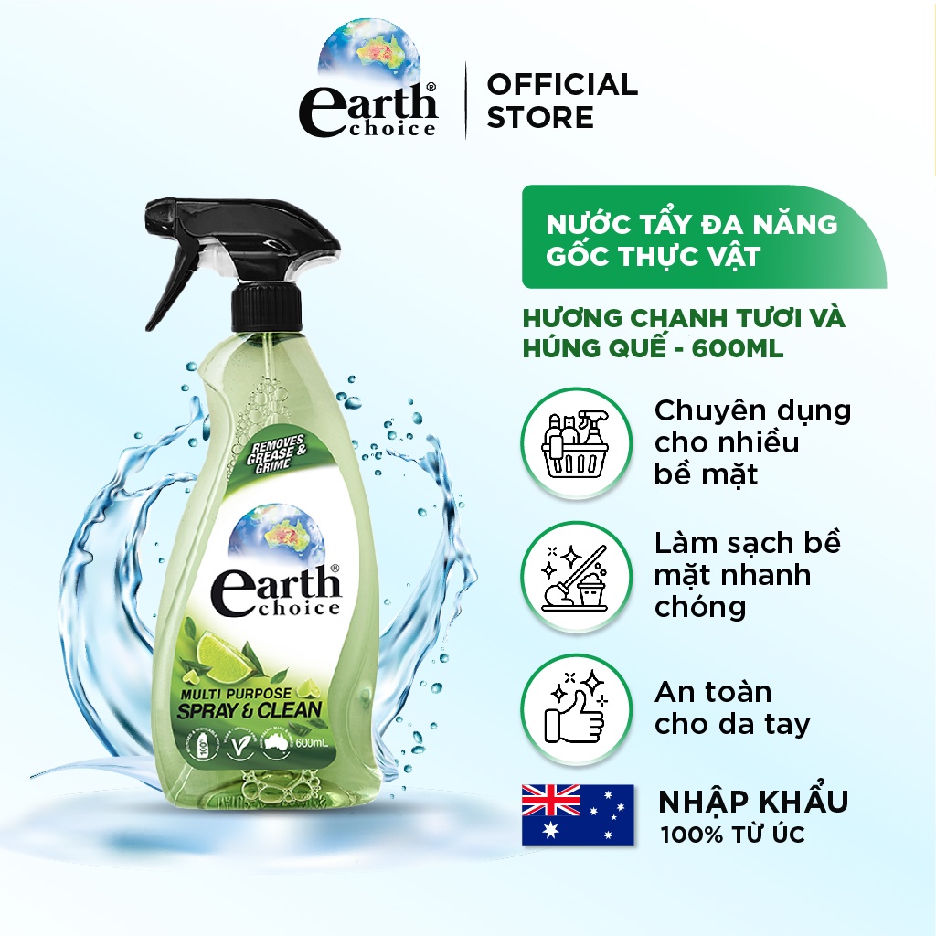 Nước Lau Đa Năng EARTH CHOICE  Dành Cho Nhiều Bề Mặt Trong Ngôi Nhà Kính, Gỗ Và Các Bề Mặt Khác Dung Tích 600ML