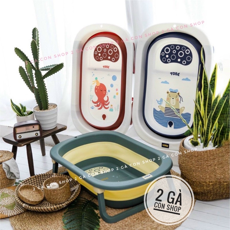 Chậu tắm bé - Thau tắm gấp gọn siêu xinh hãng Tobé