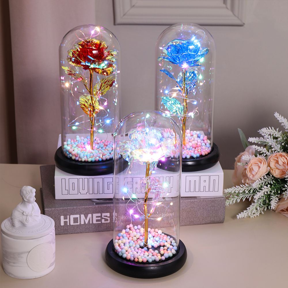 Hoa hồng nhân tạo trong lồng kính độc đáo có đèn LED làm quà tặng sinh nhật / lễ tình nhân cho mẹ/ vợ/ nữ