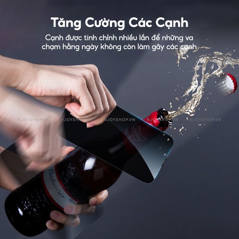 Kính Cường Lực Chống Nhìn Trộm Privacy Cao Cấp Không Tối Màn Hình Full Viền Cho Ip 13 Pro Max 12 Pro Max Njoyshop