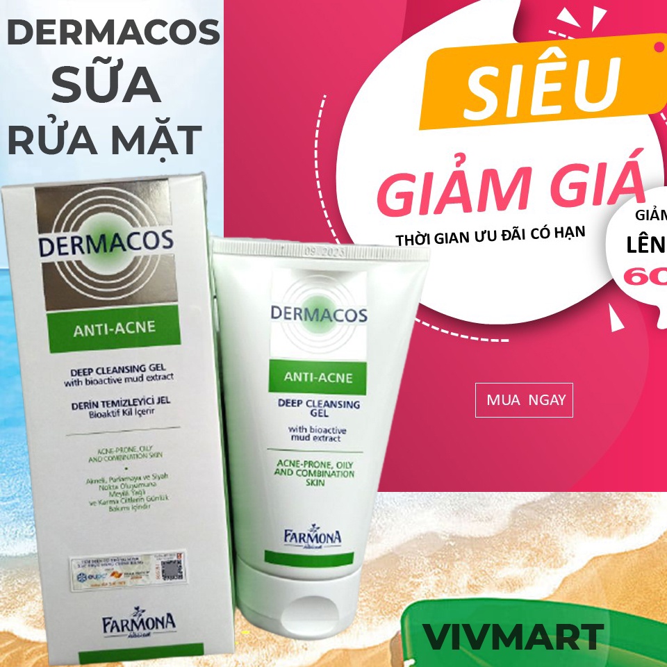 ✅ Sữa Rửa Mặt Dermacos - Sạch Sâu, Ngừa Mụn, Cho Da Dầu - Farmona Dermacos AntiAcne Deep Cleansing Gel 150ml