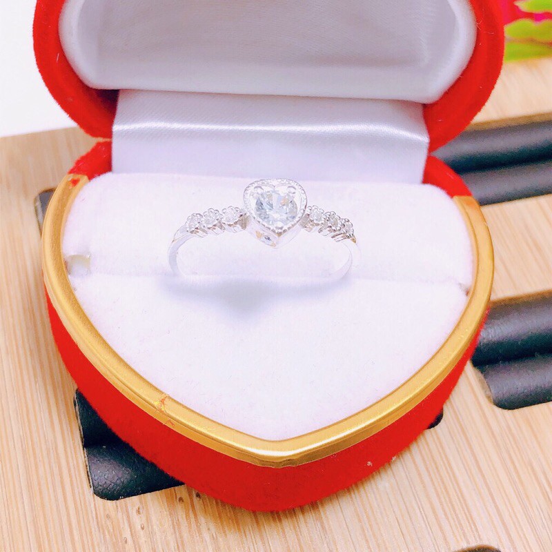 NHẪN NỮ BẠC TA ĐÍNH ĐÁ MẶT TIM XINH XẮN LINH MIU SILVER