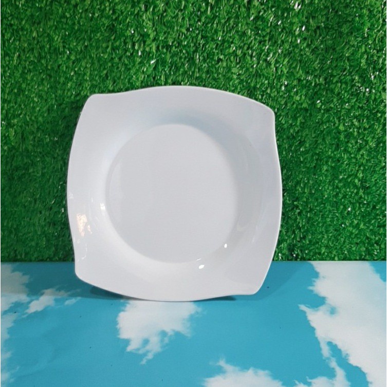 Dĩa vuông cạn đựng cơm sườn,rau củ nhựa Melamine màu đen/nâu/trắng nhiều Size