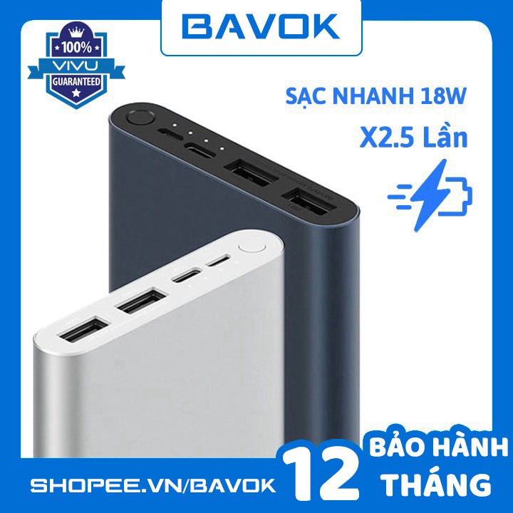 Sạc dự phòng 10000 mah Sạc nhanh Gen 3 - sạc nhanh 18w - bavok