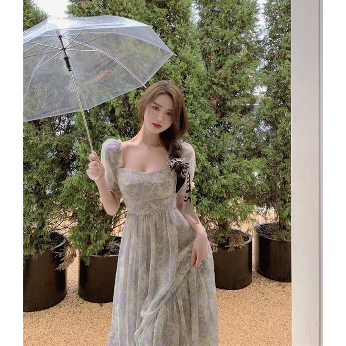 Đầm hoa nữ dáng dài tiểu thư thanh lịch - hàng chuẩn