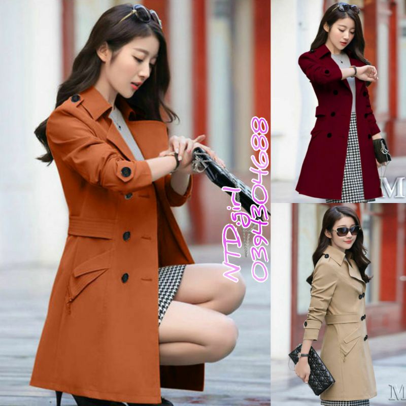 Hàng nhập - Áo khoác nữ kaki lụa 2 lớp cổ vest đính nút, áo bomber jacket phối túi trẻ trung