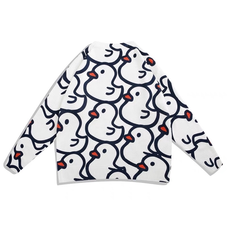 Áo len nam dài tay phong cách Hồng Kông giản dị in hoạt hình, áo len đan cổ tròn phổ biến trong mùa Thu / Đông