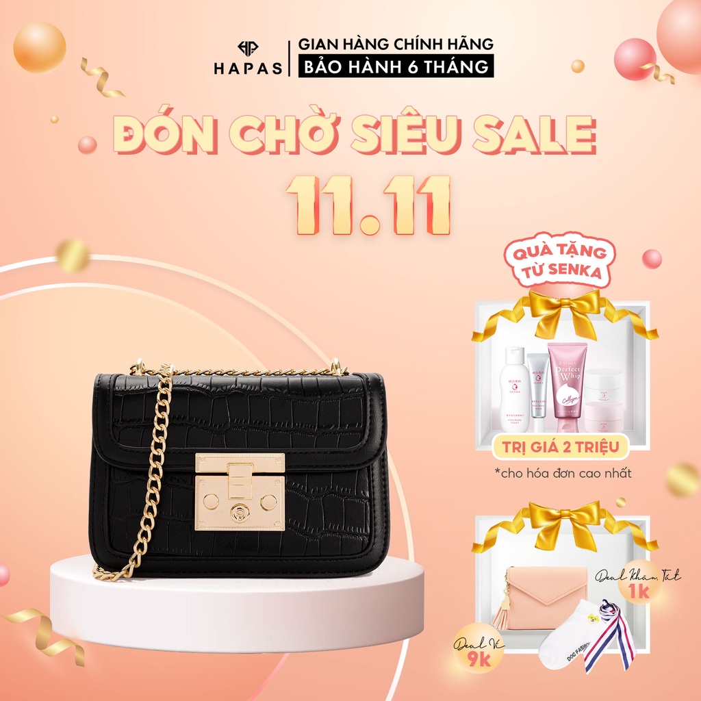[Mã BATNGO50K0 - giảm 50K - ĐH 500K]Túi Xách Nữ Khóa Gài Da Rắn Mới HAPAS - TSN18163